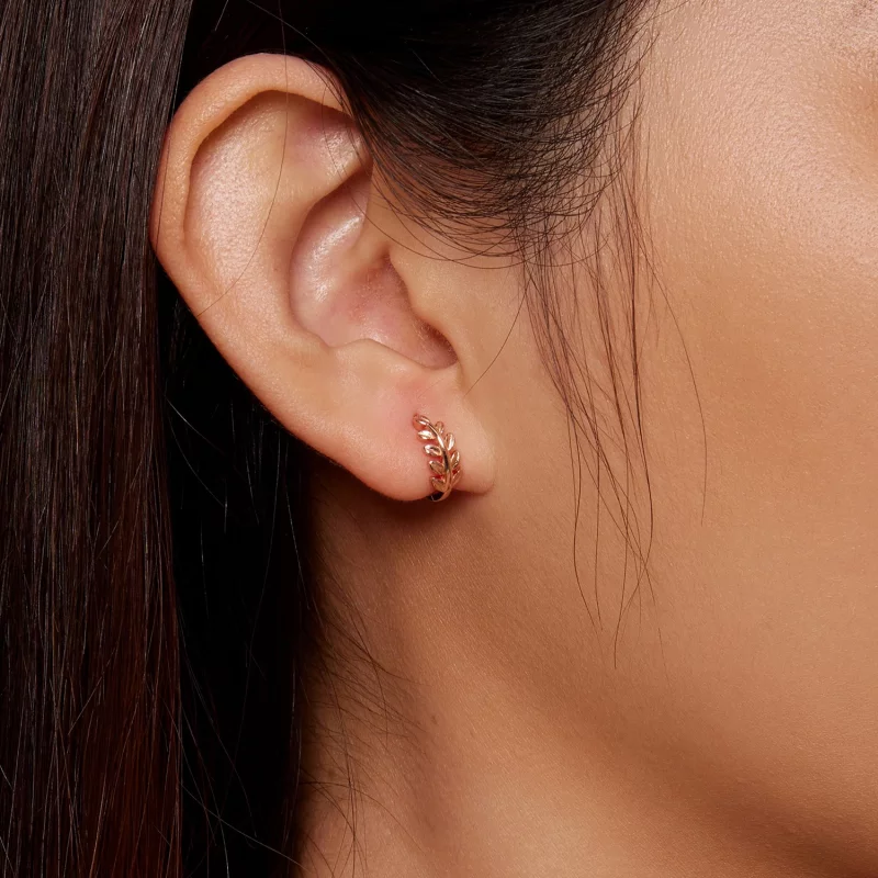 (image pour) Boucles d'oreilles à créoles avec feuilles de style Pandora - BSE500-C - Afficher 7