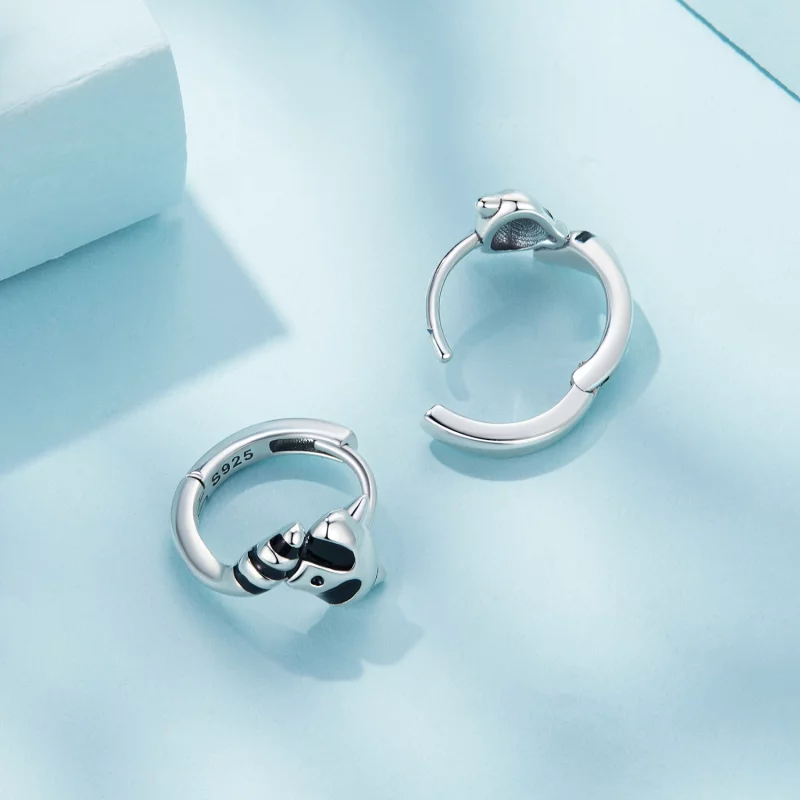 (image pour) Boucles d'oreilles à créoles de style Pandora avec motif raton laveur - SCE1603 - Afficher 4