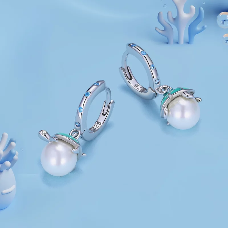 (image pour) Boucles d'oreilles créoles style Pandora avec motif de tortue de mer - SCE1597 - Afficher 3