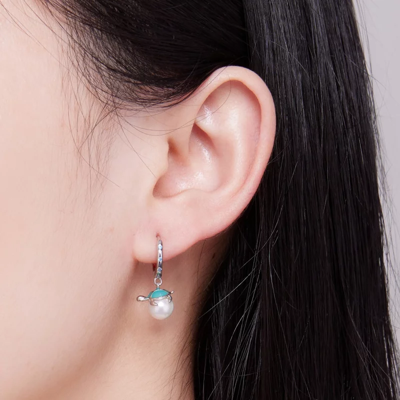 (image pour) Boucles d'oreilles créoles style Pandora avec motif de tortue de mer - SCE1597 - Afficher 4