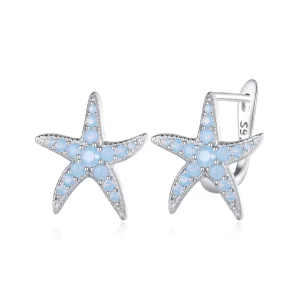 (image pour) Boucles d'oreilles créoles style Pandora avec étoile de mer - BSE840