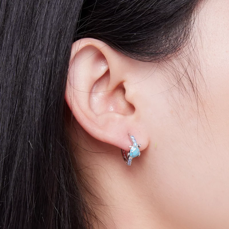 (image pour) Boucles d'oreilles créoles style Pandora avec tortue de mer - SCE1596 - Afficher 5