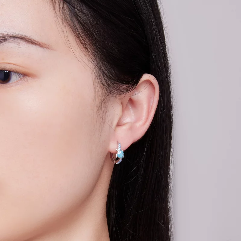 (image pour) Boucles d'oreilles créoles style Pandora avec tortue de mer - SCE1596 - Afficher 6