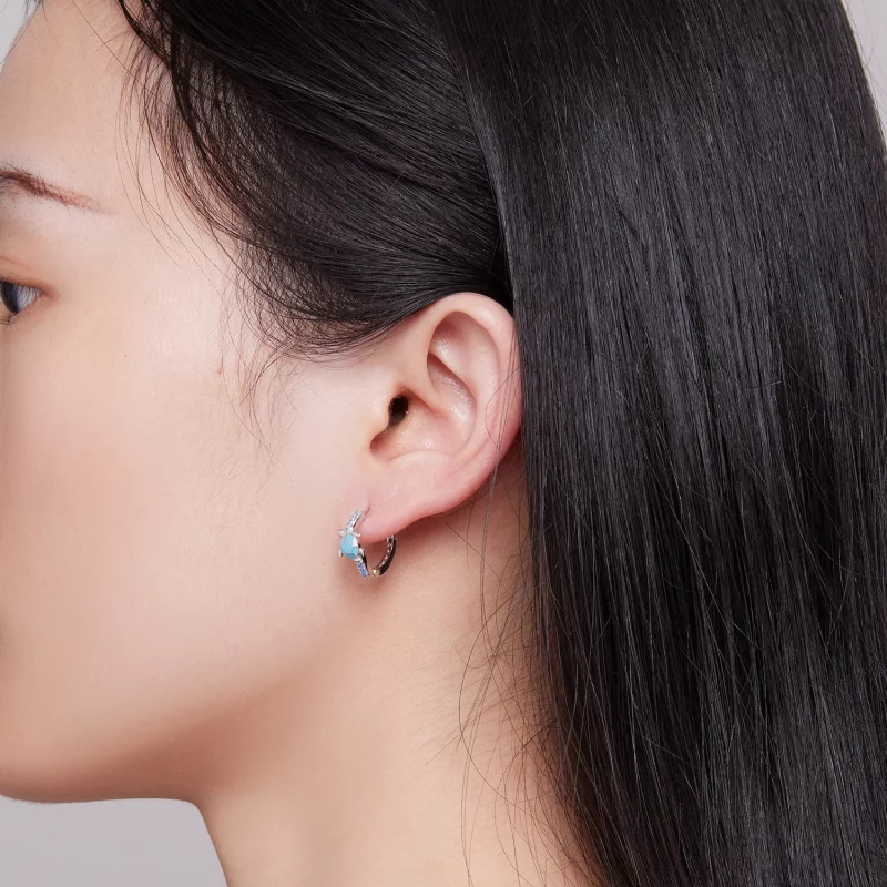(image pour) Boucles d'oreilles créoles style Pandora avec tortue de mer - SCE1596 - Afficher 7