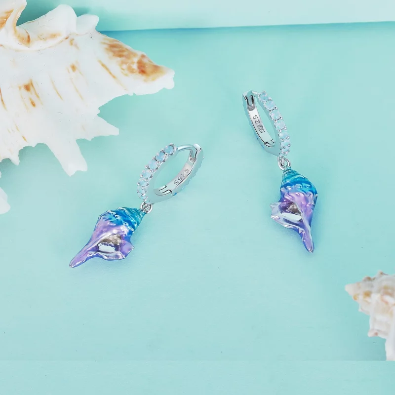 (image pour) Boucles d'oreilles créoles style Pandora Conque de rêve - BSE841 - Afficher 3