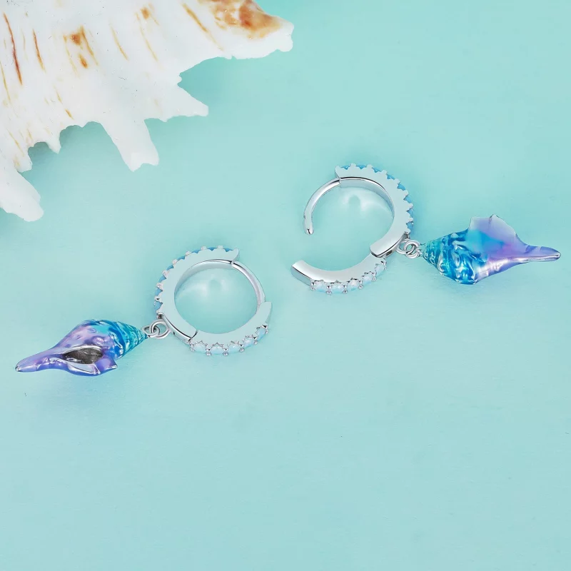 (image pour) Boucles d'oreilles créoles style Pandora Conque de rêve - BSE841 - Afficher 4