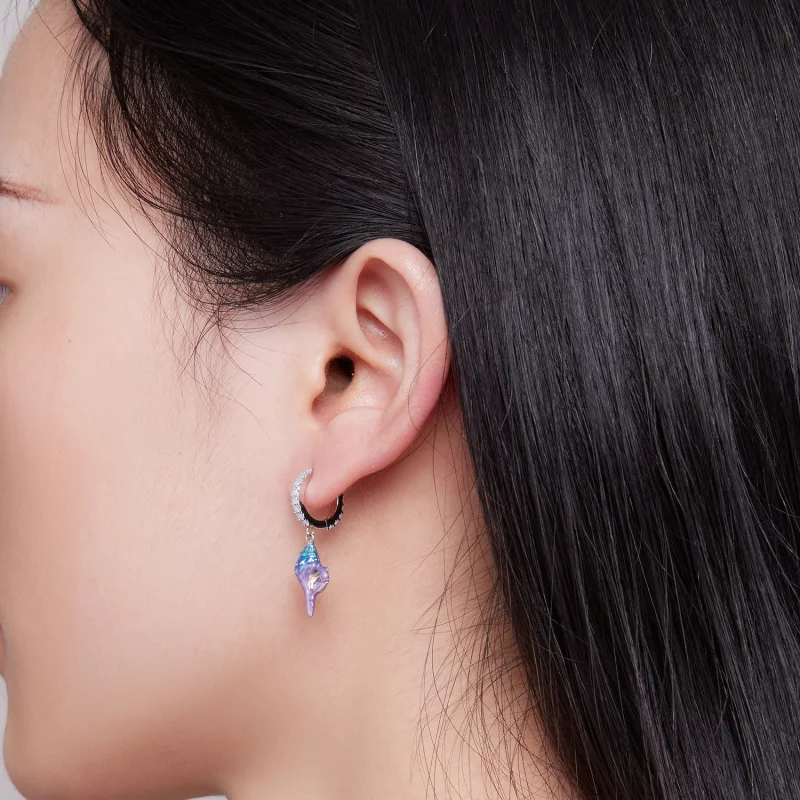 (image pour) Boucles d'oreilles créoles style Pandora Conque de rêve - BSE841 - Afficher 5