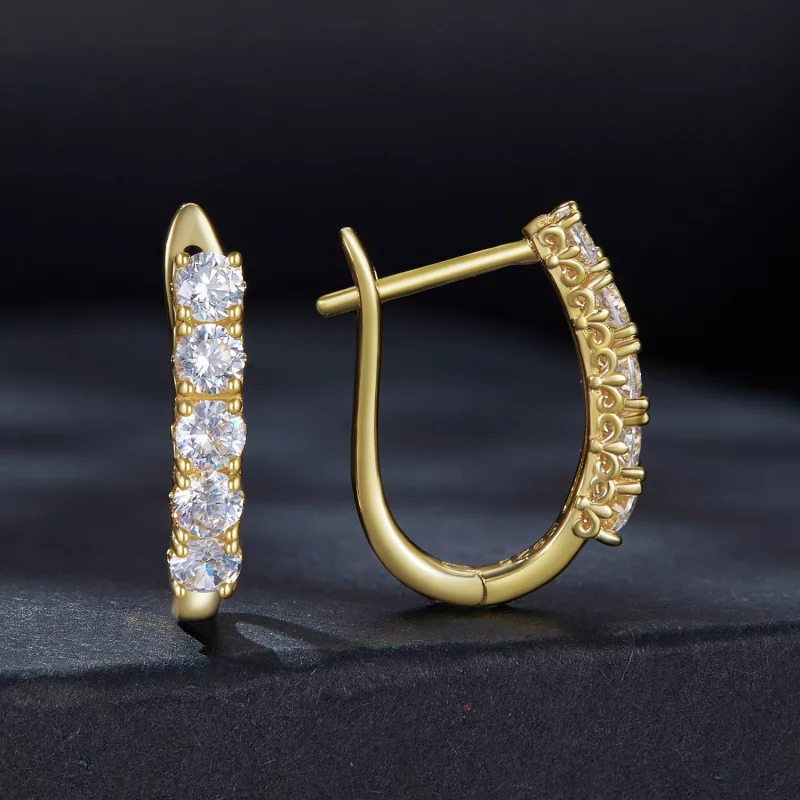 (image pour) Boucles d'oreilles en forme de U avec motifs en moissanite de style Pandora - MS - Afficher 2