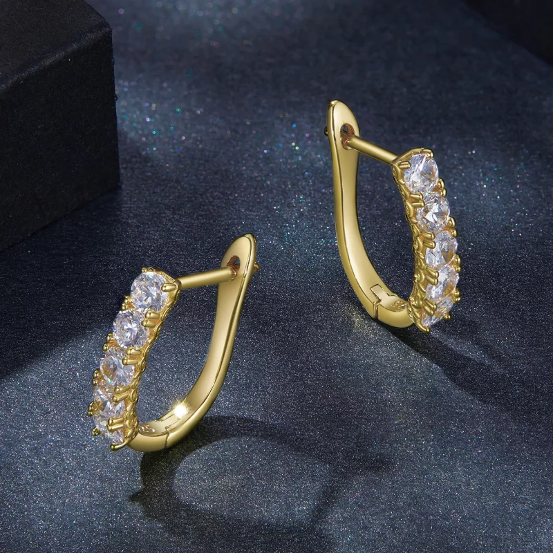 (image pour) Boucles d'oreilles en forme de U avec motifs en moissanite de style Pandora - MS - Afficher 3