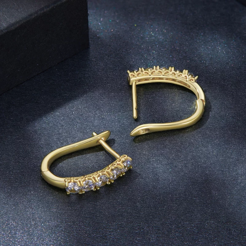 (image pour) Boucles d'oreilles en forme de U avec motifs en moissanite de style Pandora - MS - Afficher 4