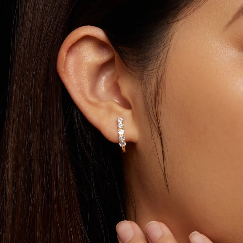 (image pour) Boucles d'oreilles en forme de U avec motifs en moissanite de style Pandora - MS - Afficher 5