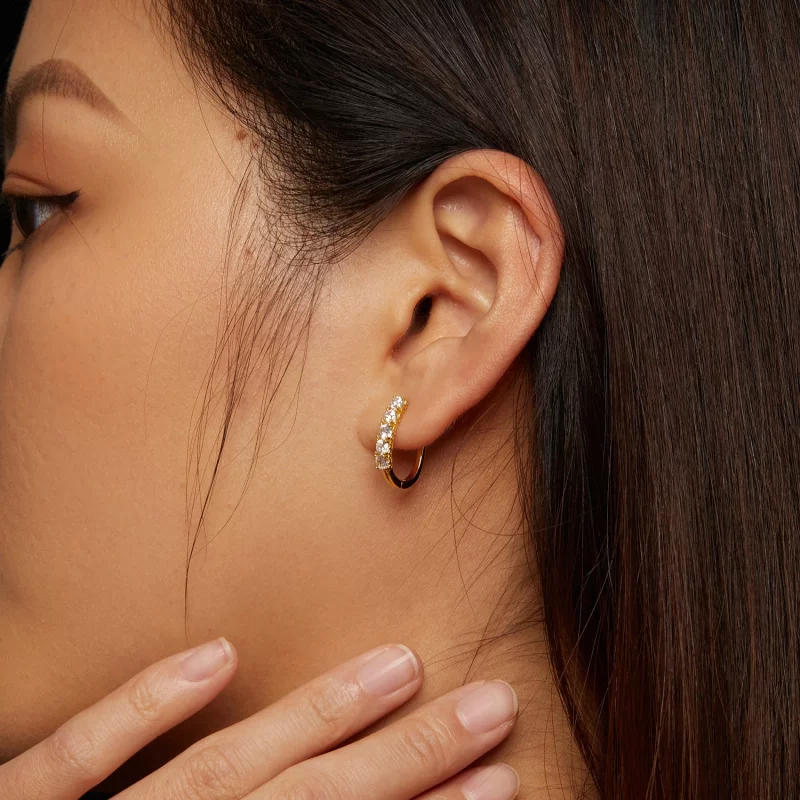 (image pour) Boucles d'oreilles en forme de U avec motifs en moissanite de style Pandora - MS - Afficher 7