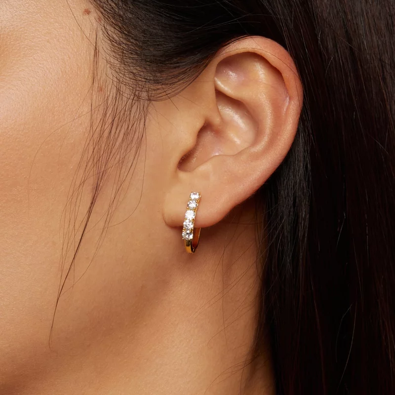 (image pour) Boucles d'oreilles en forme de U avec motifs en moissanite de style Pandora - MS - Afficher 8