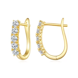 (image pour) Boucles d'oreilles en forme de U avec motifs en moissanite de style Pandora - MSE011-B
