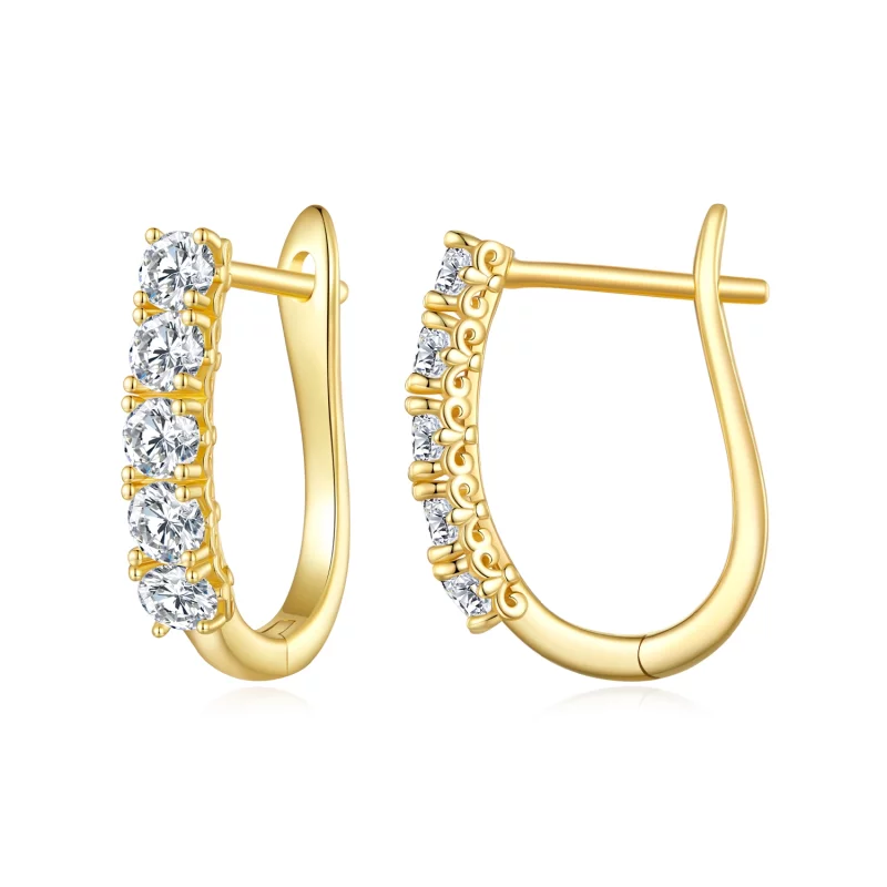 (image pour) Boucles d'oreilles en forme de U avec motifs en moissanite de style Pandora - MSE011-B