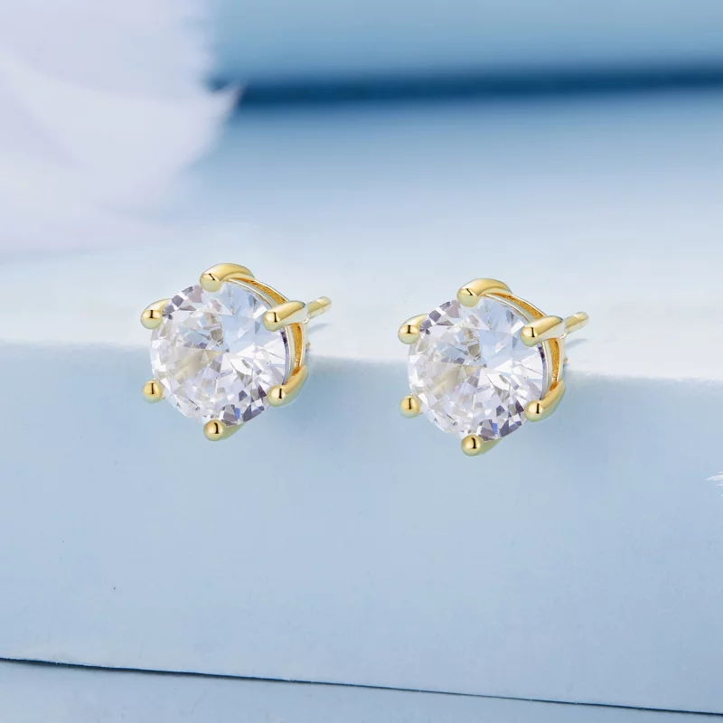 (image pour) Boucles d'oreilles en zircone étincelante plaquées or de style Pandora - BSE615- - Afficher 2