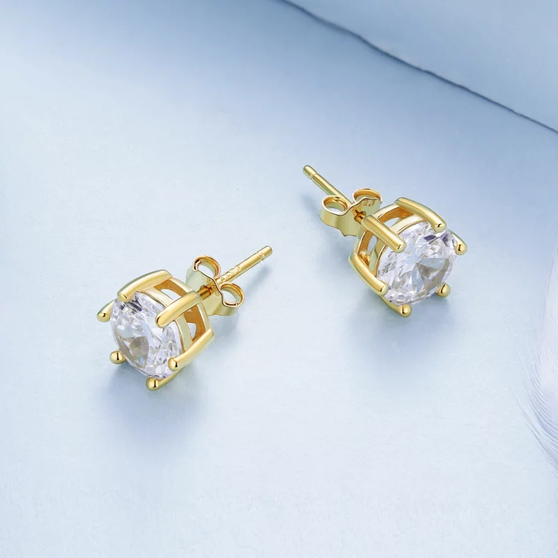 (image pour) Boucles d'oreilles en zircone étincelante plaquées or de style Pandora - BSE615- - Afficher 3