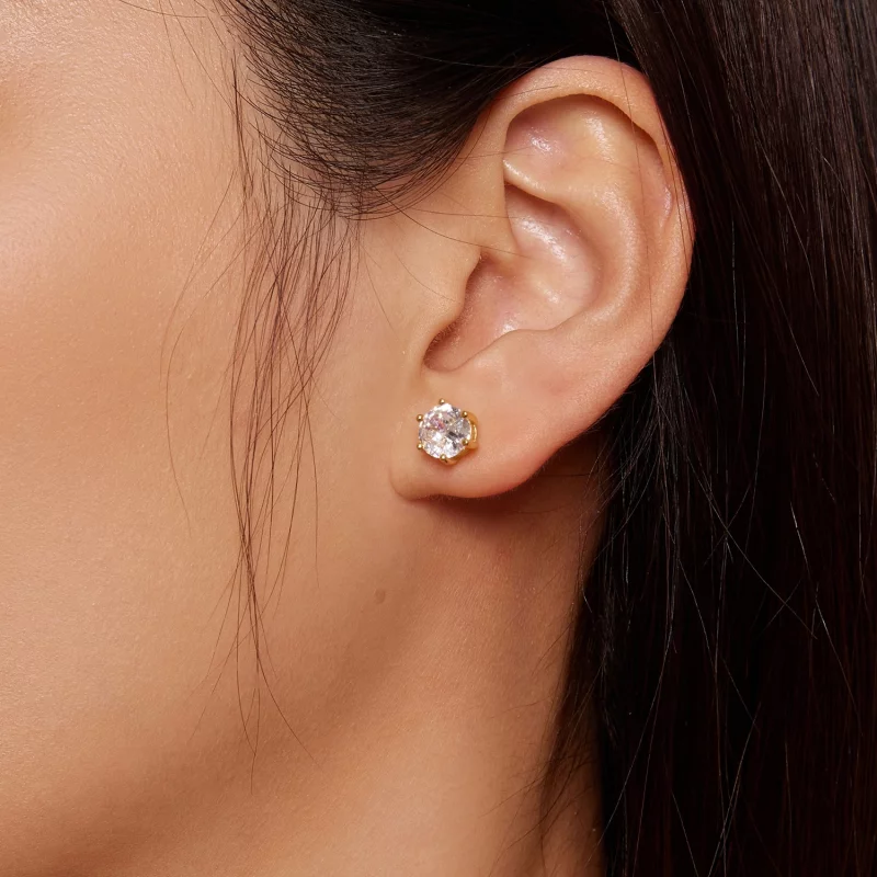 (image pour) Boucles d'oreilles en zircone étincelante plaquées or de style Pandora - BSE615- - Afficher 7