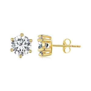 (image pour) Boucles d'oreilles en zircone étincelante plaquées or de style Pandora - BSE615-7B