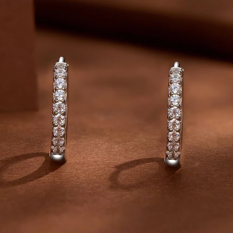 (image pour) Boucles d'oreilles fines en moissanite de style Pandora - MSE022 - Afficher 2