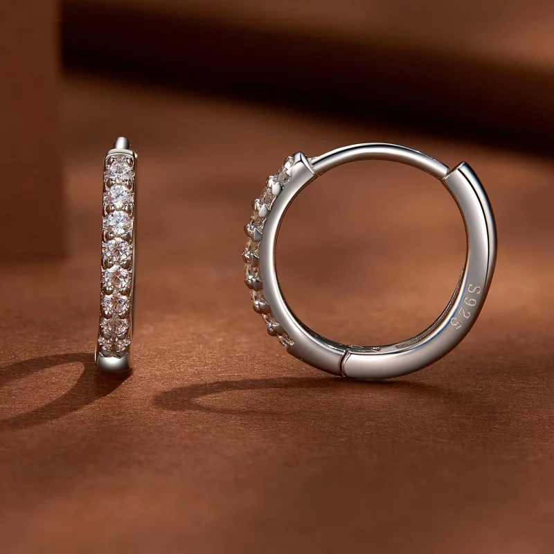 (image pour) Boucles d'oreilles fines en moissanite de style Pandora - MSE022 - Afficher 3