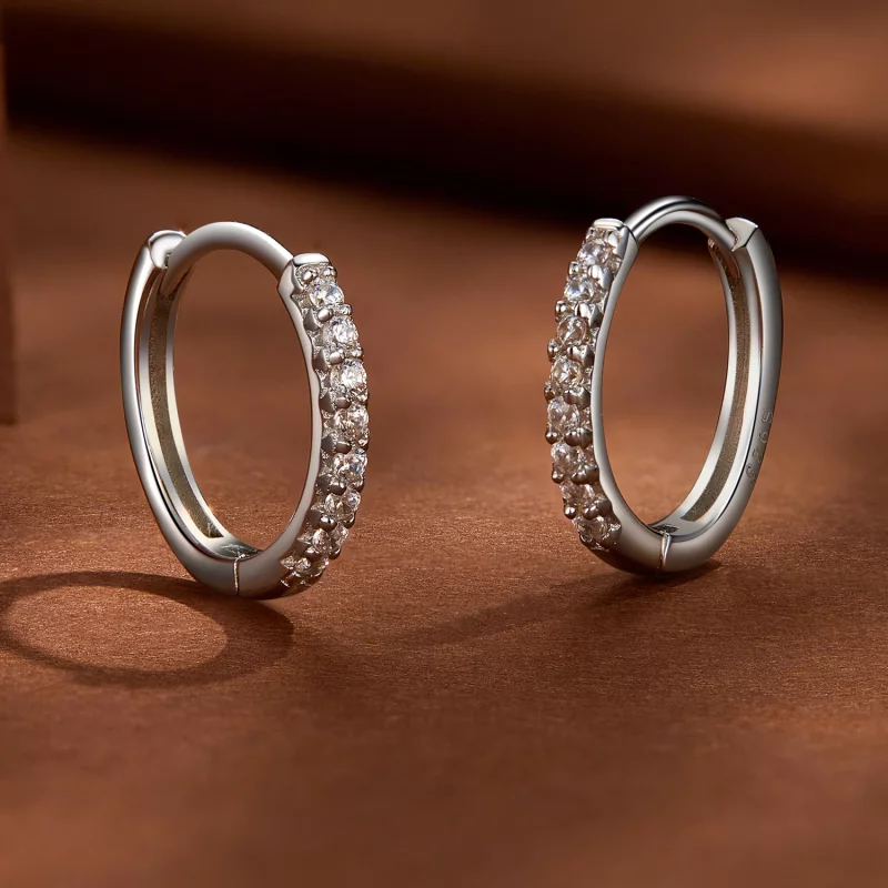 (image pour) Boucles d'oreilles fines en moissanite de style Pandora - MSE022 - Afficher 4