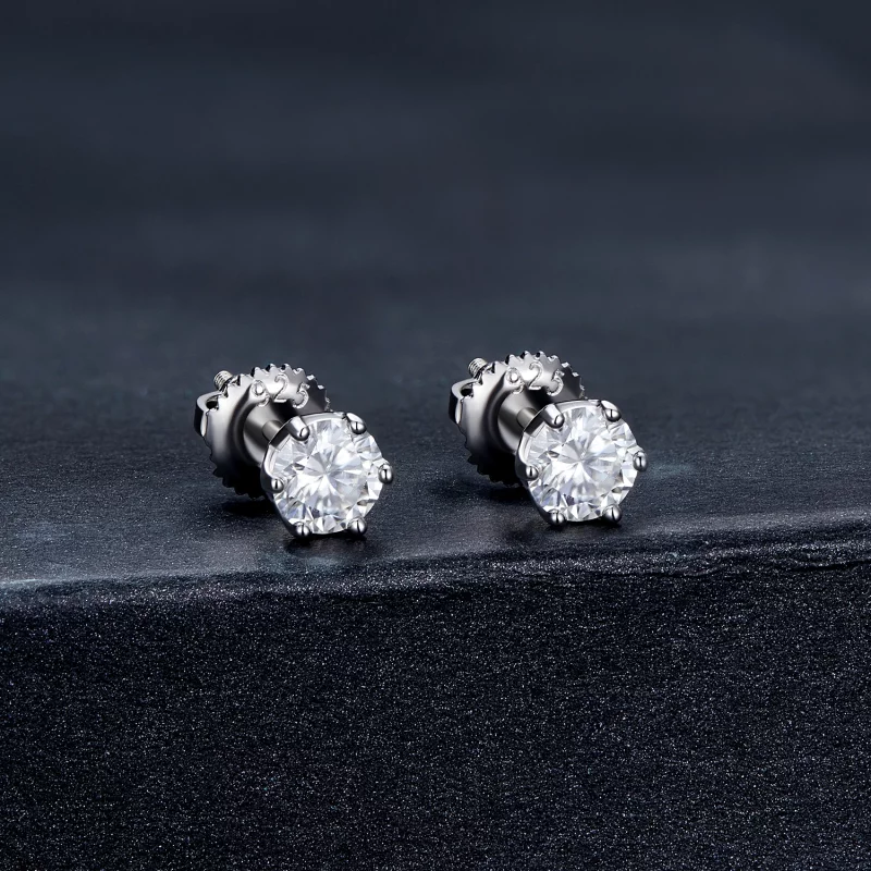 (image pour) Boucles d'oreilles Pandora Style 0,5 carat en moissanite à quatre griffes - MSE0 - Afficher 2