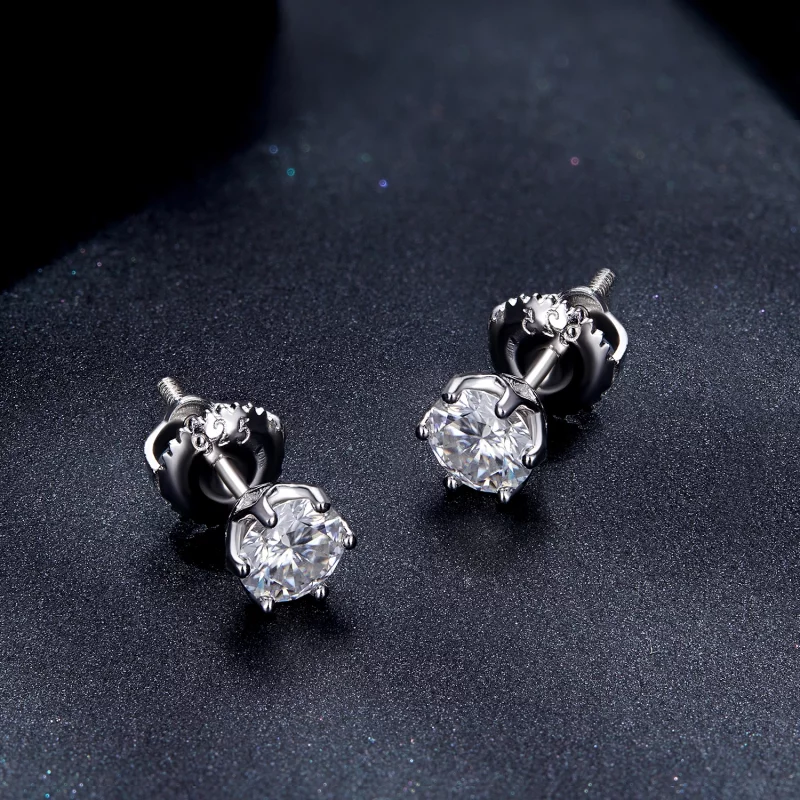 (image pour) Boucles d'oreilles Pandora Style 0,5 carat en moissanite à quatre griffes - MSE0 - Afficher 4
