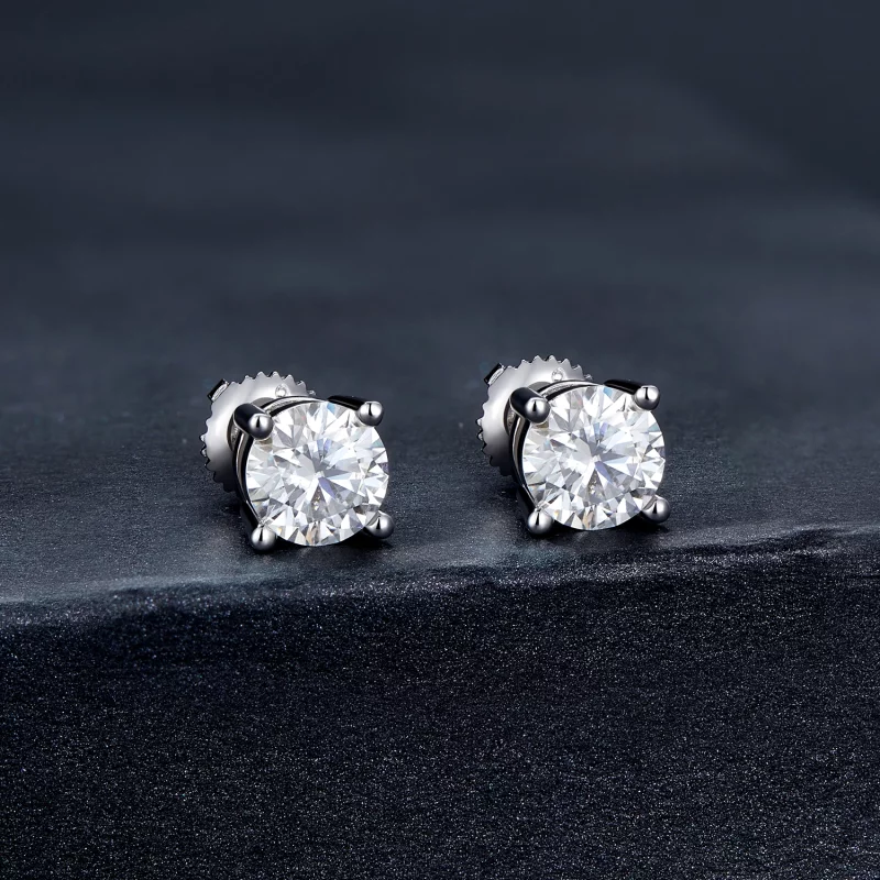(image pour) Boucles d'oreilles Pandora Style en Moissanite à quatre griffes d'un carat - MSE - Afficher 2