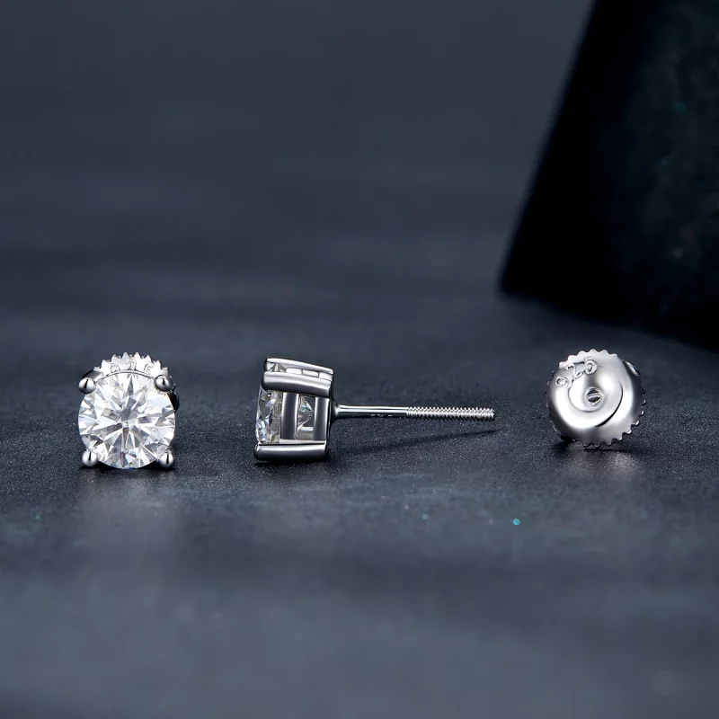 (image pour) Boucles d'oreilles Pandora Style en Moissanite à quatre griffes d'un carat - MSE - Afficher 3