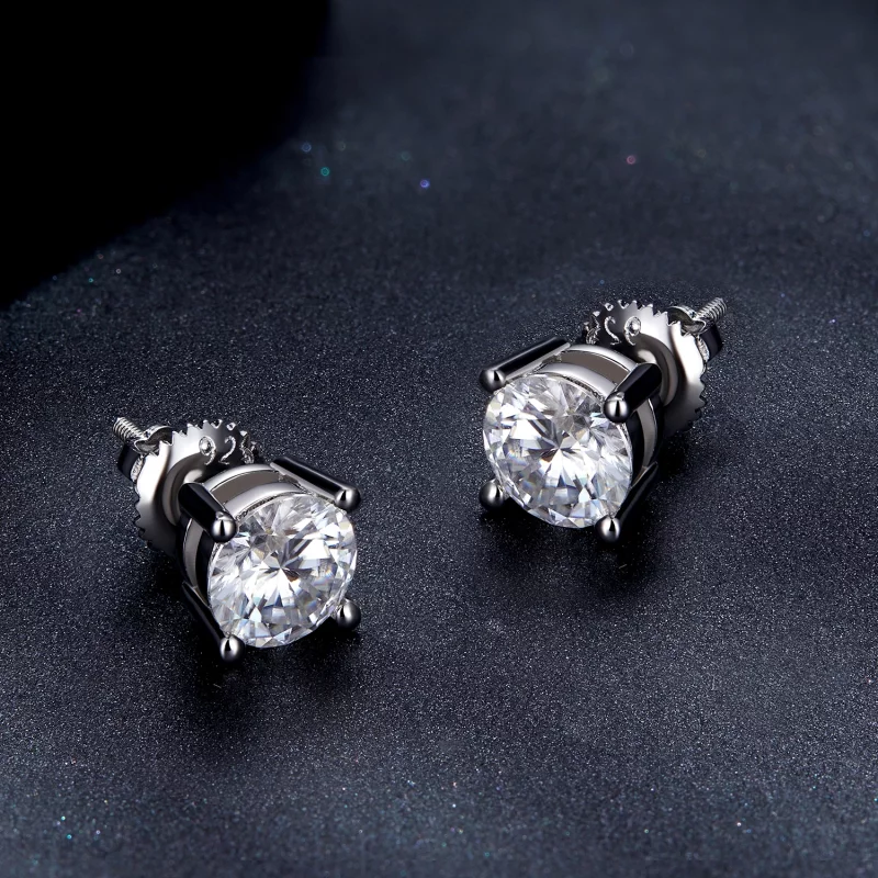 (image pour) Boucles d'oreilles Pandora Style en Moissanite à quatre griffes d'un carat - MSE - Afficher 4