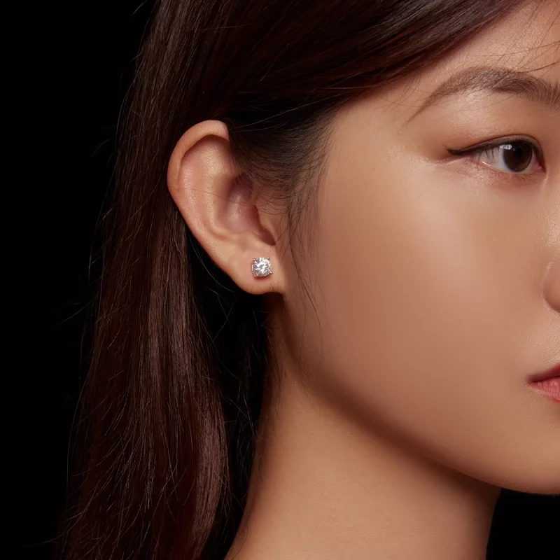 (image pour) Boucles d'oreilles Pandora Style en Moissanite à quatre griffes d'un carat - MSE - Afficher 7