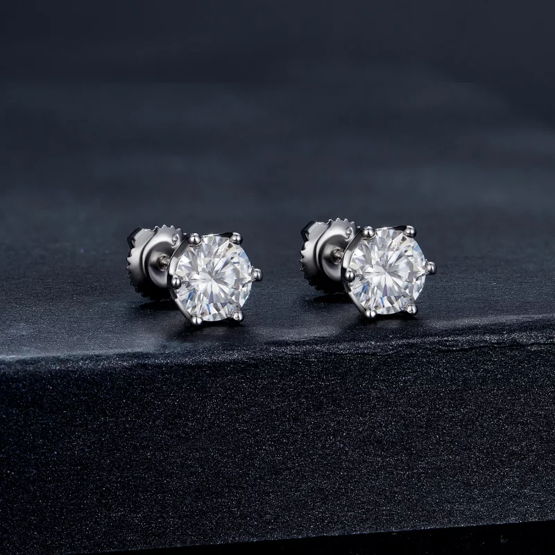 (image pour) Boucles d'oreilles Pandora Style en Moissanite à quatre griffes d'un carat - MSE - Afficher 2