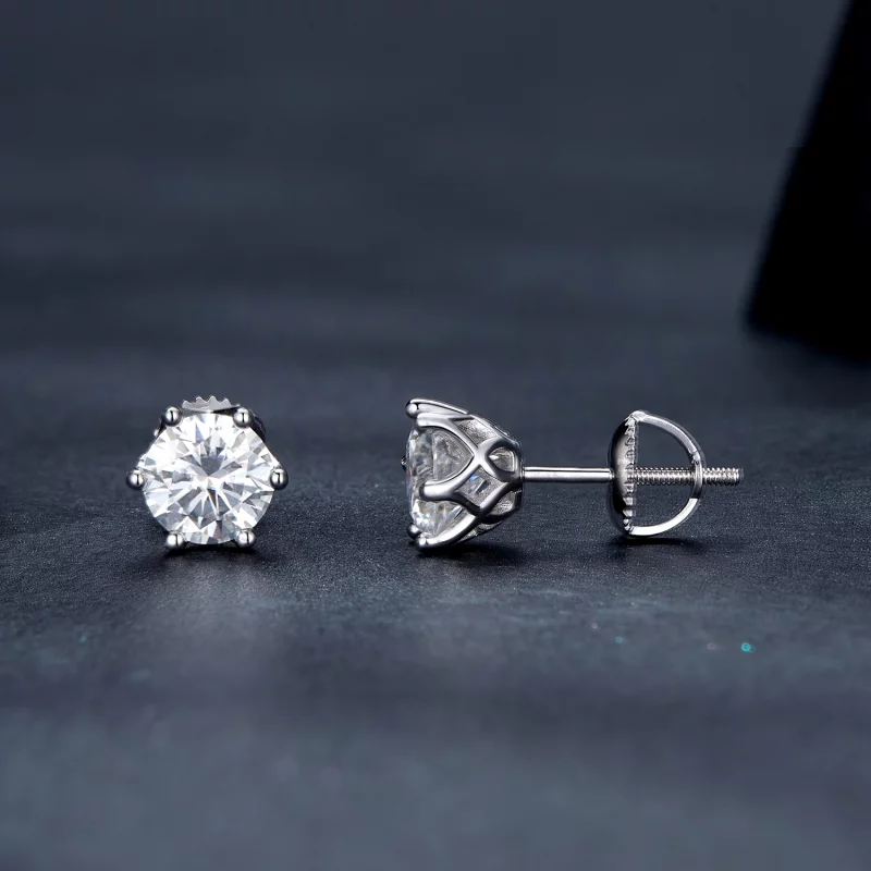 (image pour) Boucles d'oreilles Pandora Style en Moissanite à quatre griffes d'un carat - MSE - Afficher 3