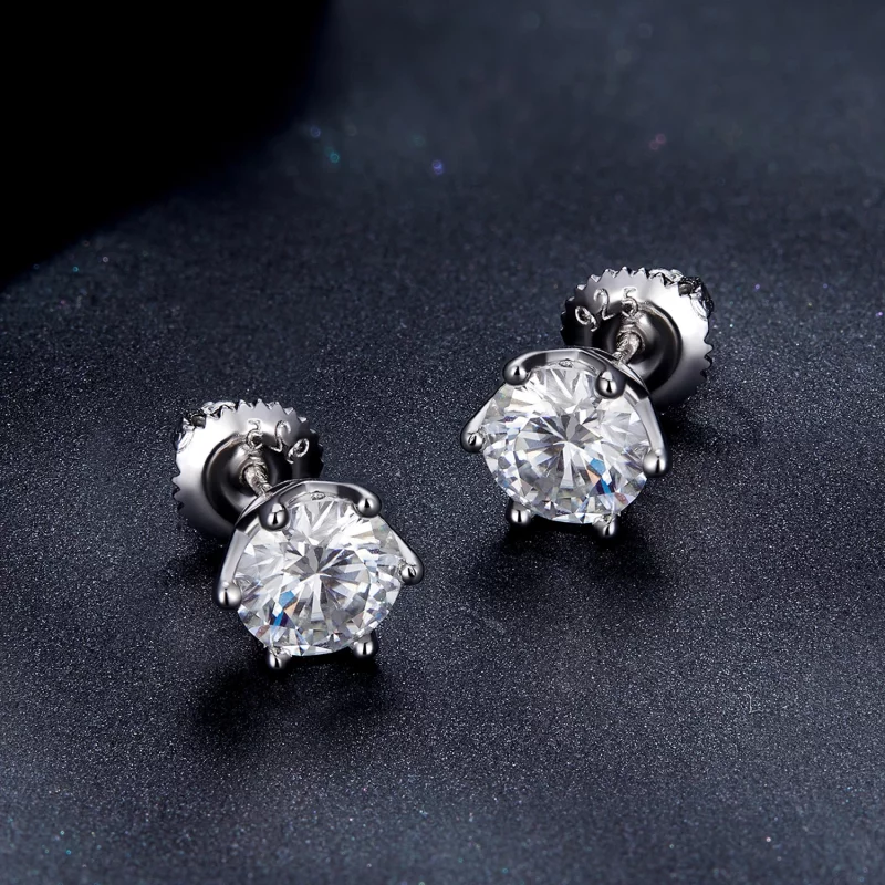 (image pour) Boucles d'oreilles Pandora Style en Moissanite à quatre griffes d'un carat - MSE - Afficher 4