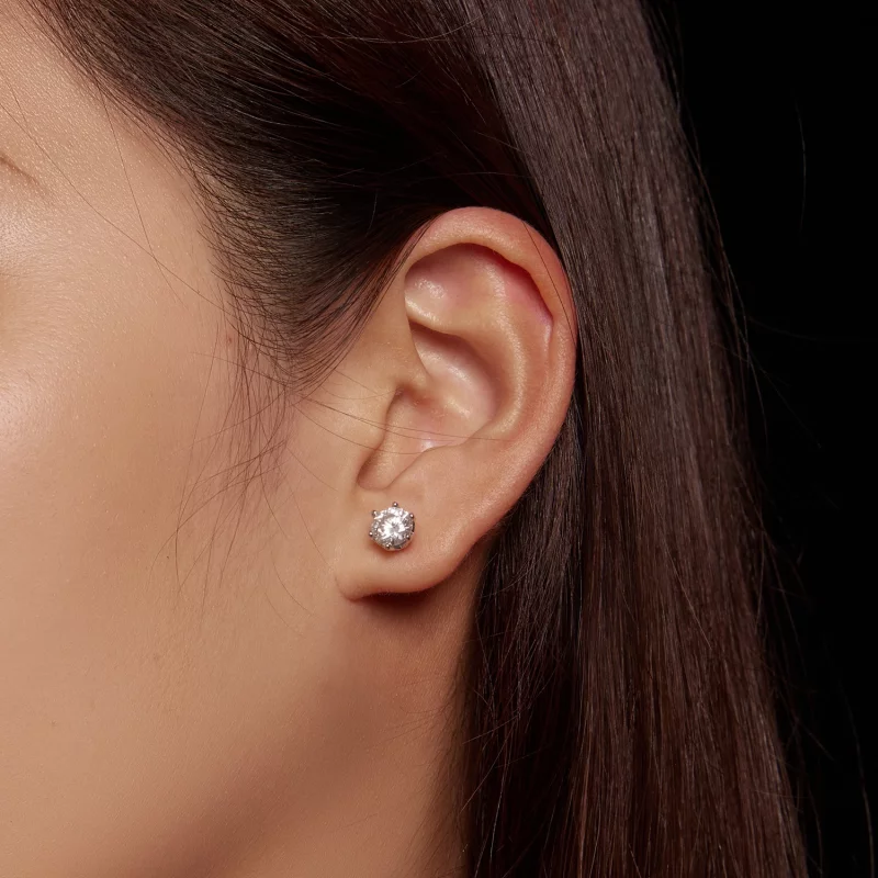 (image pour) Boucles d'oreilles Pandora Style en Moissanite à quatre griffes d'un carat - MSE - Afficher 7