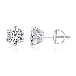 (image pour) Boucles d'oreilles Pandora Style en Moissanite à quatre griffes d'un carat - MSE004-L
