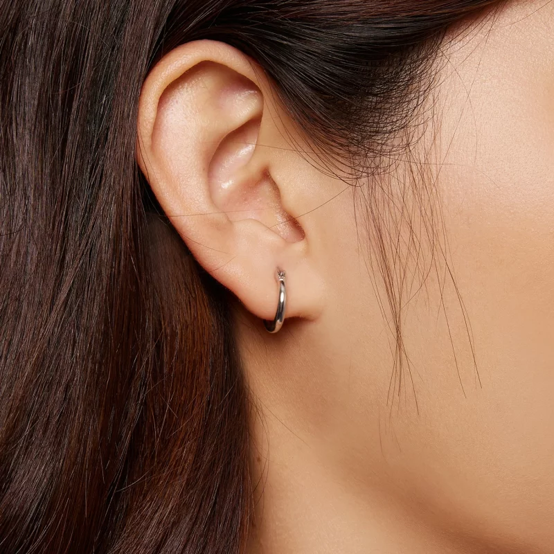 (image pour) Boucles d'oreilles à petits anneaux de style Pandora - SCE1608-S - Afficher 2