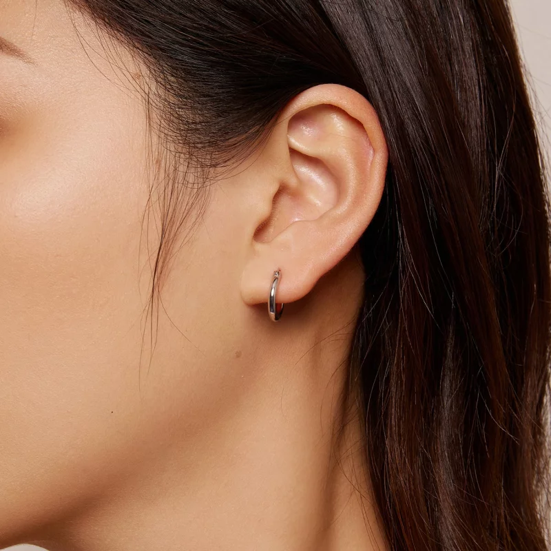 (image pour) Boucles d'oreilles à petits anneaux de style Pandora - SCE1608-S - Afficher 4