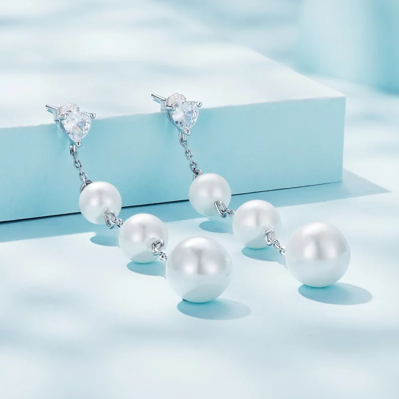 (image pour) Boucles d'oreilles à pompon et perle de style Pandora - SCE1601 - Afficher 3