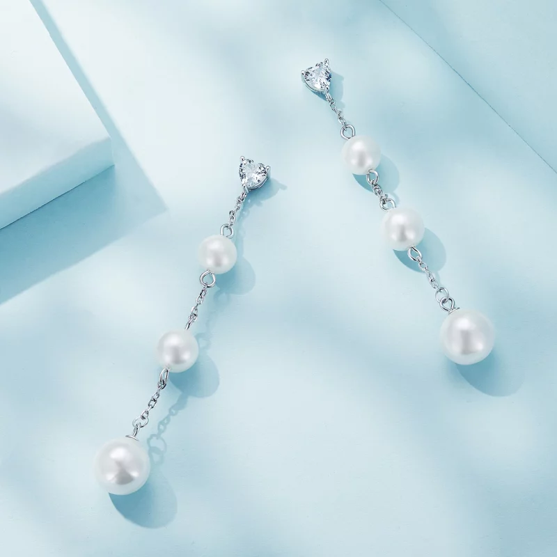 (image pour) Boucles d'oreilles à pompon et perle de style Pandora - SCE1601 - Afficher 4
