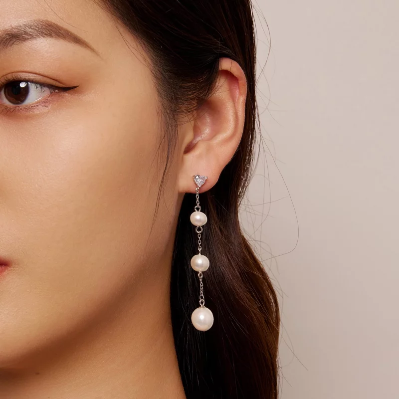 (image pour) Boucles d'oreilles à pompon et perle de style Pandora - SCE1601 - Afficher 7