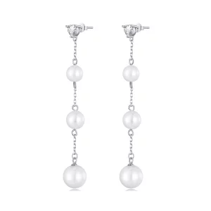 (image pour) Boucles d'oreilles à pompon et perle de style Pandora - SCE1601