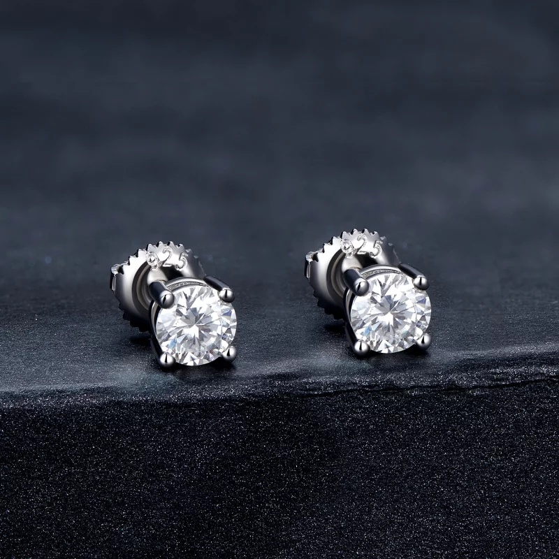 (image pour) Boucles d'oreilles à tige en moissanite de style Pandora, 0,5 carat, à quatre gr - Afficher 2