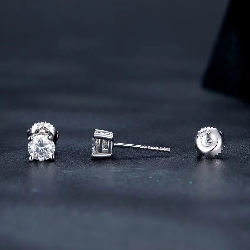 (image pour) Boucles d'oreilles à tige en moissanite de style Pandora, 0,5 carat, à quatre gr - Afficher 3