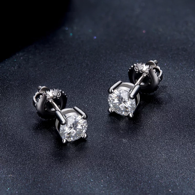 (image pour) Boucles d'oreilles à tige en moissanite de style Pandora, 0,5 carat, à quatre gr - Afficher 4
