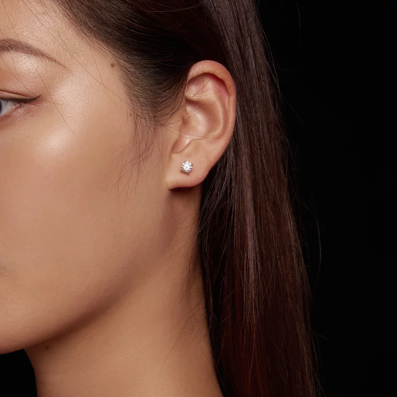 (image pour) Boucles d'oreilles à tige en moissanite de style Pandora, 0,5 carat, à quatre gr - Afficher 6
