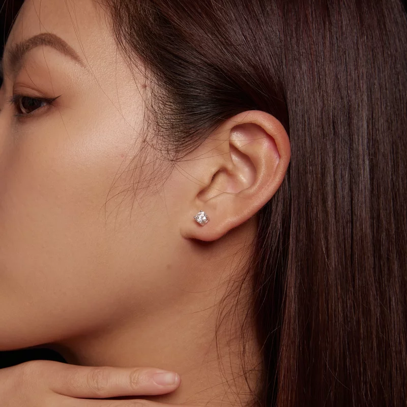 (image pour) Boucles d'oreilles à tige en moissanite de style Pandora, 0,5 carat, à quatre gr - Afficher 7