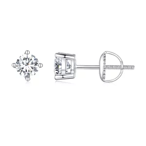 (image pour) Boucles d'oreilles à tige en moissanite de style Pandora, 0,5 carat, à quatre griffes - MSE003-S