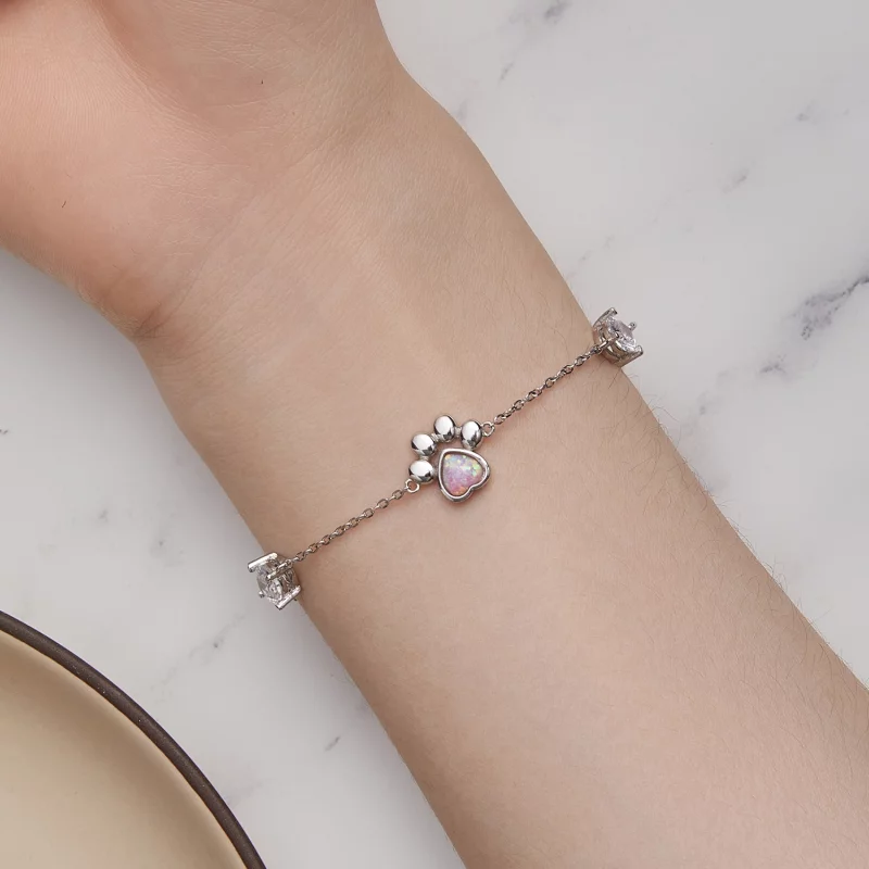 (image pour) Bracelet avec empreinte de patte en opale, style Pandora - SCB256 - Afficher 7